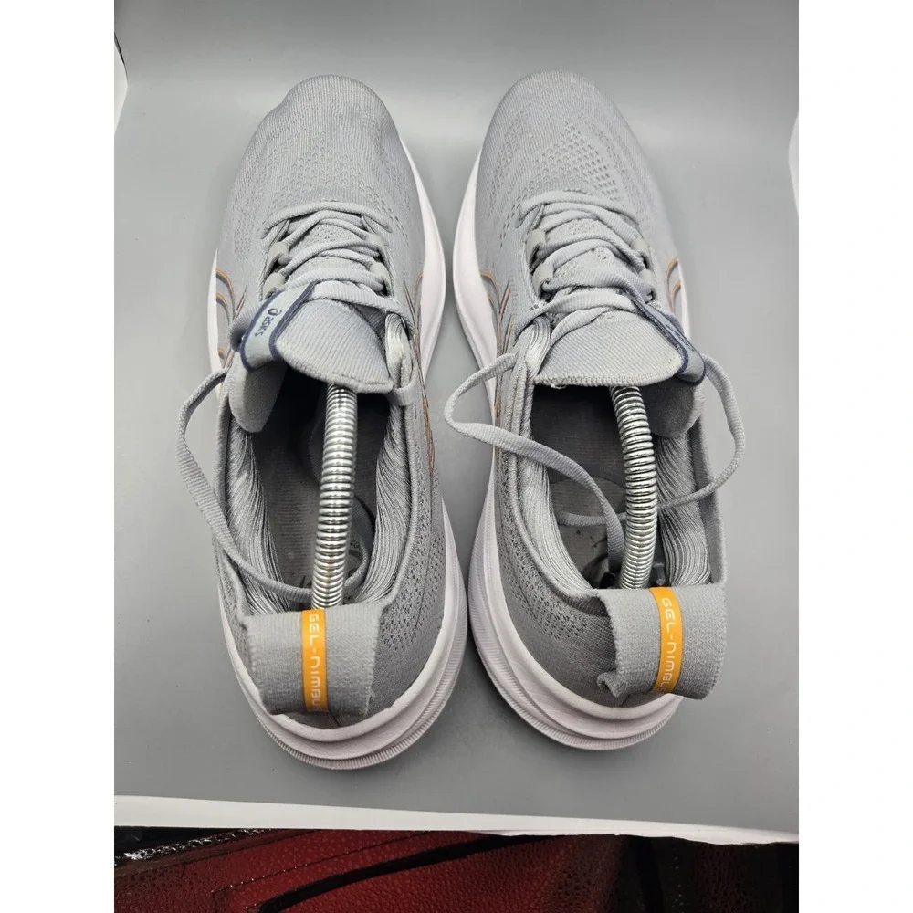 ASICS Gel Nimbus 26 Sheet Rock Running Shoes Gray Orange Athletic Shoes Mens 9.5